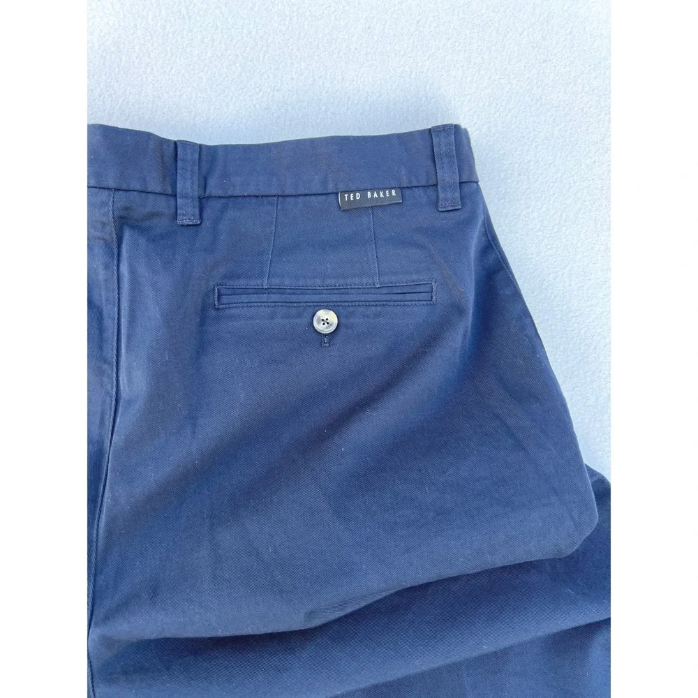 Ted Baker London Men Navy Blue Straight Fit‎ Chinos Trousers Pants 34W 32L